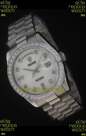 Rolex Day Date Just Japanese Replica Silver White Watch