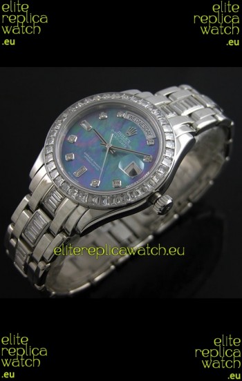 Rolex Oyster Perpetual Day Date Japanese Replica Watch in Blue Mother of Pearl Dial 