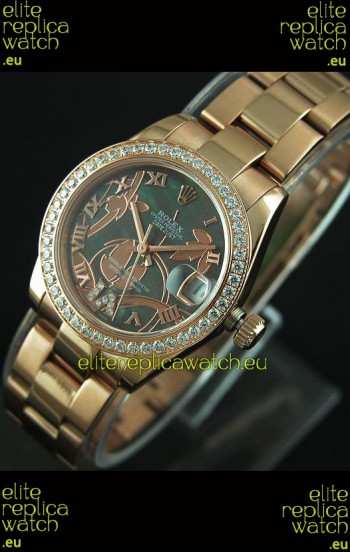 Rolex Oyster Perpetual Date Just Lady Swiss Rose Gold Watch