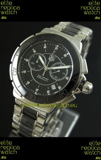 Tag Heuer Formula 1 Chronograph Swiss Replica Ceramic Ladies Watch in Black Bezel
