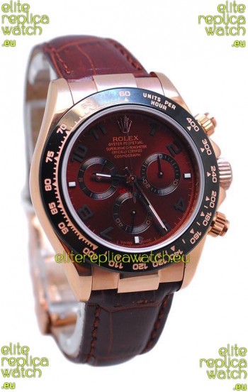 Rolex Daytona Chronograph MonoBloc Cerachrom Bezel Swiss Replica Rose Gold Plated Watch