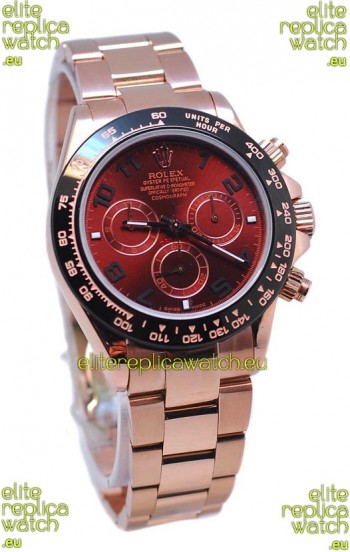 Rolex Daytona Chronograph MonoBloc Cerachrom Bezel Swiss Replica Rose Gold Plated Watch