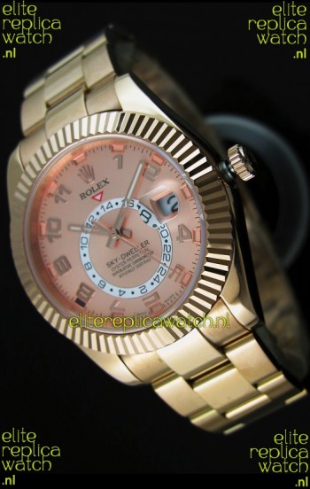 Rolex Sky-Dweller 18K Rose Gold Watch in Salmon Dial Arabic Numerals