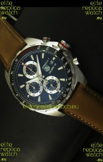 Tag Heuer Calibre 16 Stainless Steel Watch in Black Dial