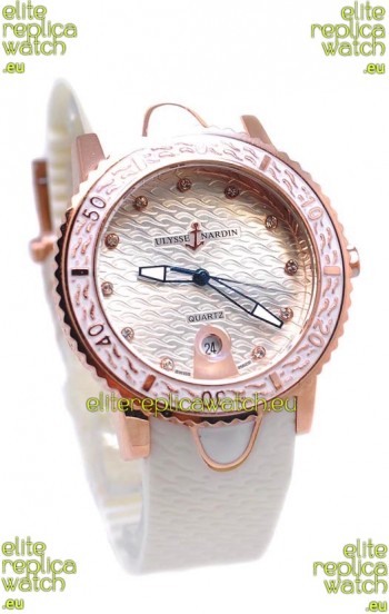 Ulysse Nardin Lady Diver Replica Watch in Pink Gold Casing