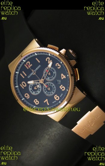 Ulysse Nardin Marine Chronograph Rose Gold Black Arabic Black Dial - 1:1 Mirror Replica