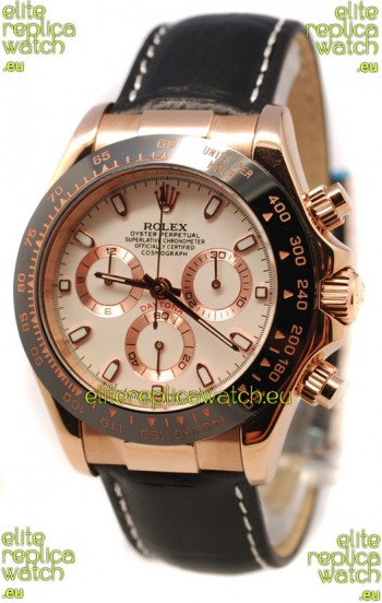 Rolex Daytona Monobloc Cerachrome Everose Swiss Watch in White Dial - 1:1 Mirror Replica