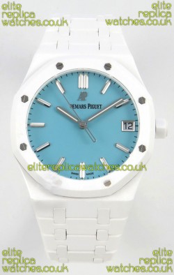 Royal Oak 15500 Tiffany Blue Dial White Ceramic Super Clone Watch 