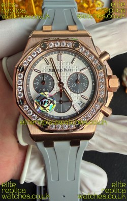 Royal Oak Chrono 26231 Rose Gold Casing Rubber Strap Super Clone Watch 