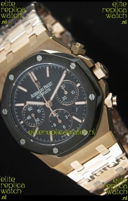 Audemars Piguet Royal Oak Rose Gold in Black Textured Ceramic Dial - 1:1 Mirror Replica