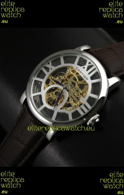 Cartier Ronde de Japanese Replica Watch in Skelton Gold Dial