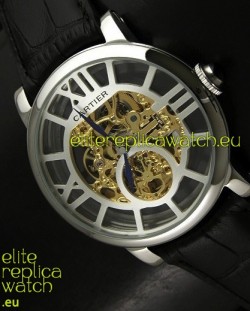 Cartier Ronde de Japanese Replica Watch in Skelton Gold Dial