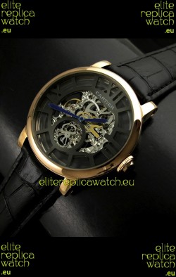 Cartier Ronde de Japanese Replica Watch in Skelton Black Dial