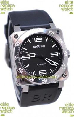 Bell and Ross BR 03 Type Aviation Brushed Steel Swiss Automatic Watch in Black Dial