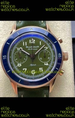 Blancpain Air Command Rose Gold Casing Blue Bezel Super Clone Watch 