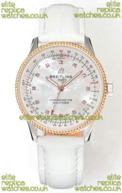 Navitimer Automatic 36 Rose Gold White Strap Super Clone Watch 