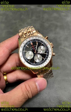 Breitling Navitimer B01 43MM Rose Gold Black Dial Super Clone Watch 