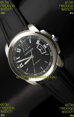 Cartier Calibre de Cartier Swiss Replica Automatic Watch in Black Dial