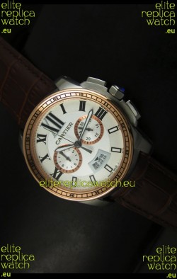 Calibre De Cartier Chronograph Japanese Replica Watch in Two Tone