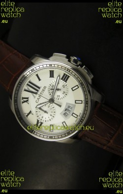 Calibre De Cartier Chronograph Japanese Replica Watch in Steel