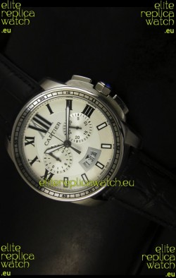 Calibre De Cartier Chronograph Japanese Replica Watch in Steel