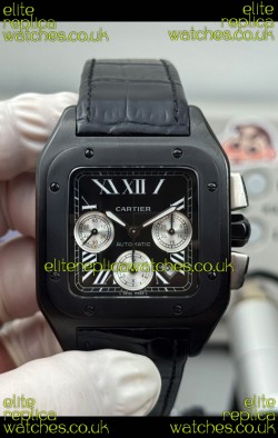 Cartier Santos 100 DLC Coating Black Dial 44MM Swiss Replica Watch 