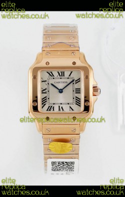 Cartier Santos Swiss Quartz 27MM Rose Gold Super Clone Watch 