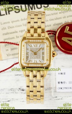 PANTHERE de Cartier 22mm Diamonds Dial Yellow Gold Super Clone Watch