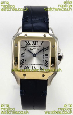 Cartier Santos Swiss Quartz 27MM Two Tone Leather Strap Super Clone Watch
