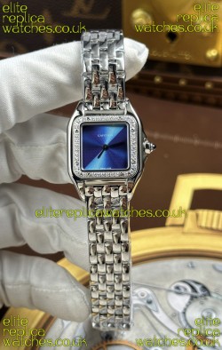 Cartier Panthere 22MM Steel Casing in Blue Dial Super Clone Watch 