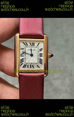 Cartier Tank Louis 22MM Swiss Quartz Movement Pink Strap Gold Case