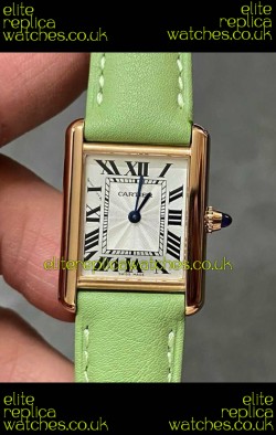 Cartier Tank Louis 22MM Swiss Quartz Gold Casing Green Strap Watch 