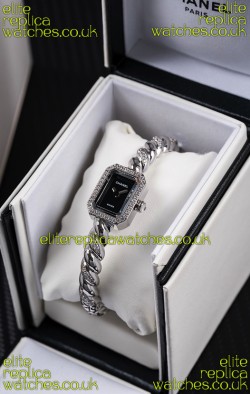 Chanel Premiere Galon Stainless Steel Diamonds Swiss Quartz Watch 