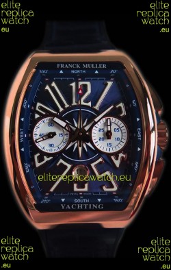 Franck Muller Vanguard Chronograph 18K Pink Gold Blue Dial Swiss Watch 