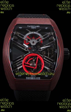 Franck Muller Vanguard Skeleton Tourbillon Red Carbon Swiss Replica Watch