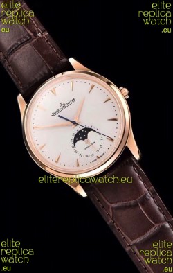 Jaeger LeCoultre Master Ultra Thin Moon Pink Gold 1:1 Mirror Replica Watch 