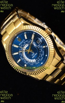 Rolex SkyDweller Swiss Watch in 18K Yellow Gold Case - DIW Edition Blue Dial 