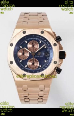 Audemars Piguet Royal Oak Offshore Blue Dial Chronograph 1:1 Mirror Replica Watch - Rose Gold 