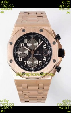 Audemars Piguet Royal Oak Offshore Black Dial Chronograph 1:1 Mirror Replica Watch - Rose Gold 