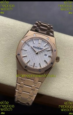 Audemars Piguet Royal Oak 33MM 904L Rose Gold White Dial 1:1 Mirror Replica Watch