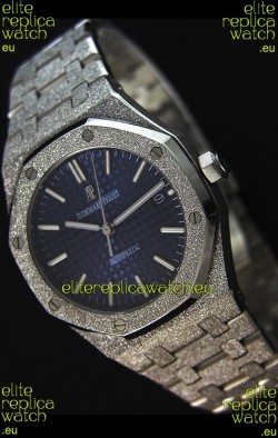 Audemars Piguet Royal Oak Frosted Self-Winding White Gold Blue Dial 1:1 Mirror Replica Watch 