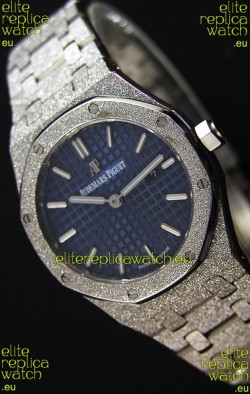 Audemars Piguet Royal Oak Frosted White Gold QUARTZ Watch Navy Blue 33MM - 1:1 Mirror Replica 