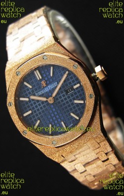 Audemars Piguet Royal Oak Frosted Rose Gold QUARTZ Watch Navy Blue 33MM - 1:1 Mirror Replica 