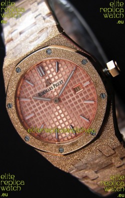 Audemars Piguet Royal Oak Frosted Rose Gold QUARTZ Watch Champange Dial 33MM - 1:1 Mirror Replica 