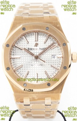 Audemars Piguet Royal Oak 15400 41MM Rose Gold White Dial Super Clone Replica Watch 
