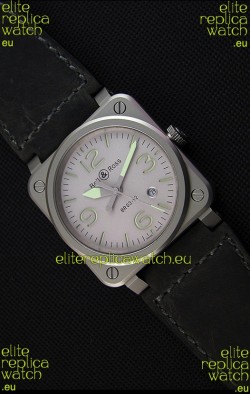 Bell & Ross BR03-92 Horolum Grey Dial Leather Strap Swiss Replica Watch 1:1 Mirror Replica