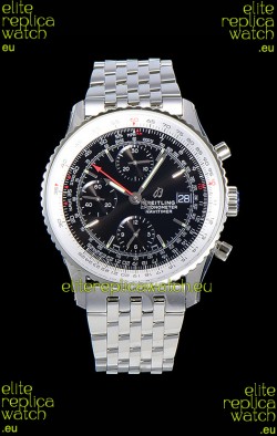 Breitling Navitimer 1 Chronograph 41MM Swiss Watch Black Dial in 904L Steel - Steel Strap