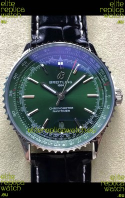 Breitling Navitimer 1 Automatic Swiss Replica Watch in Green Dial - Leather Strap