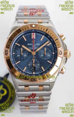 Breitling Chronomat B01 42 Edition Swiss 904L Steel 2 Tone Rose Gold with Blue Dial 1:1 Mirror Replica Watch