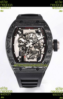Richard Mille RM055 Black Carbon Casing 1:1 Mirror Replica Watch in Black Strap